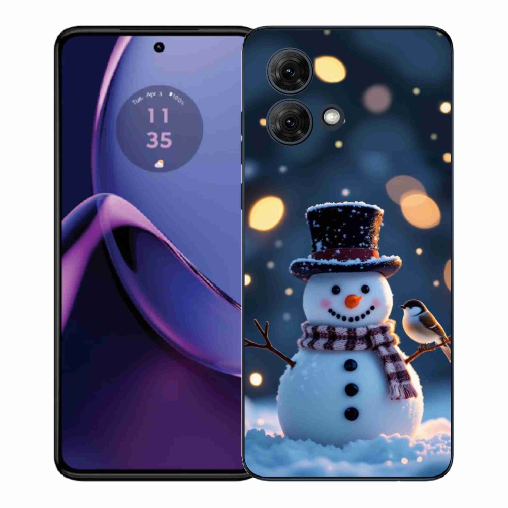 Gél védőhuzat mmCase Motorola Moto G84 5G - karácsonyi hóemberhez