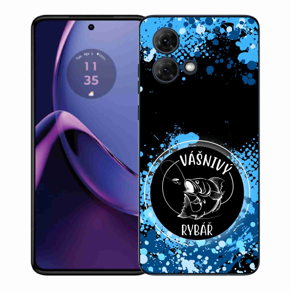 Gél borítás mmCase Motorola Moto G84 5G - szenvedélyes halász fekete háttérrel