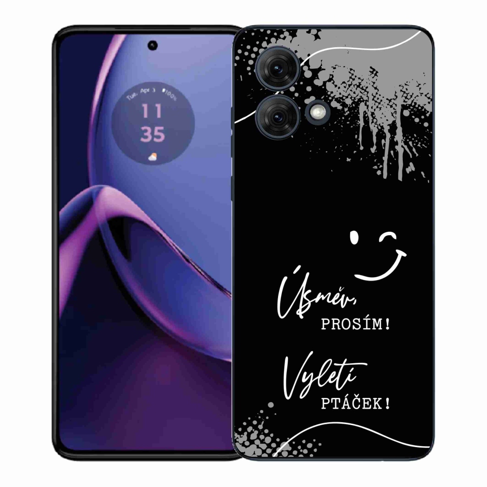 Gél borítás mmCase Motorola Moto G84 5G - vicces szöveg 4 fekete háttérrel