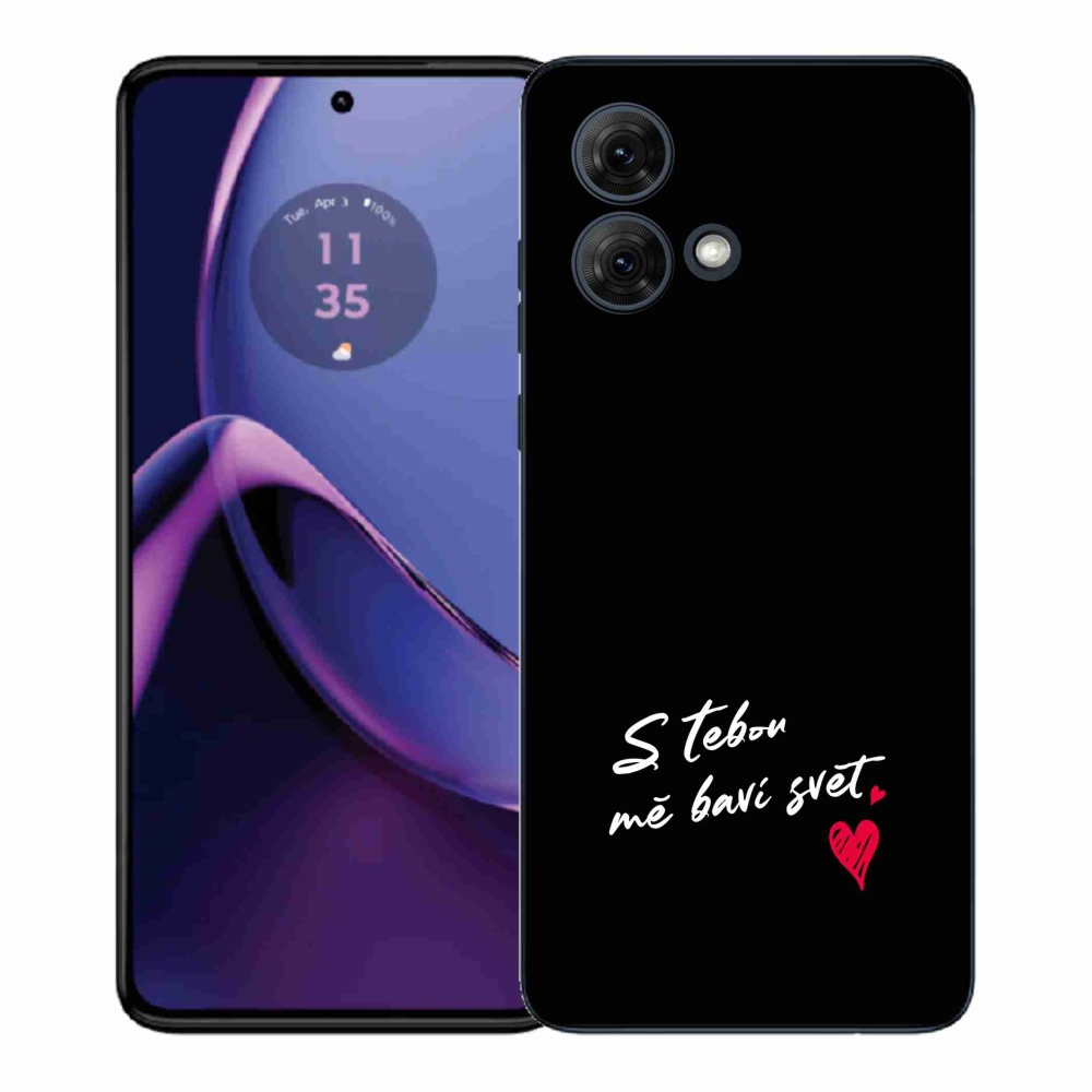 Gél borítás mmCase a Motorola Moto G84 5G készülékhez - text in love 1 fekete háttér