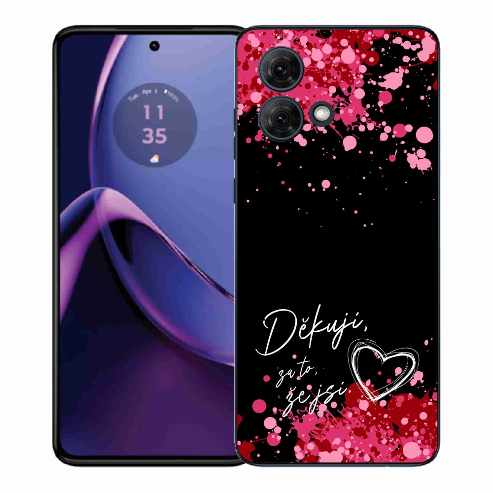 Gél borítás mmCase a Motorola Moto G84 5G készülékhez - text in love 2 fekete háttér