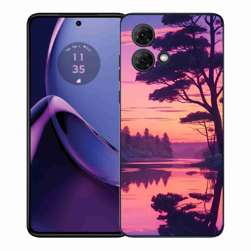 Gél borítás mmCase a Motorola Moto G84 5G-hez - naplemente a tó felett