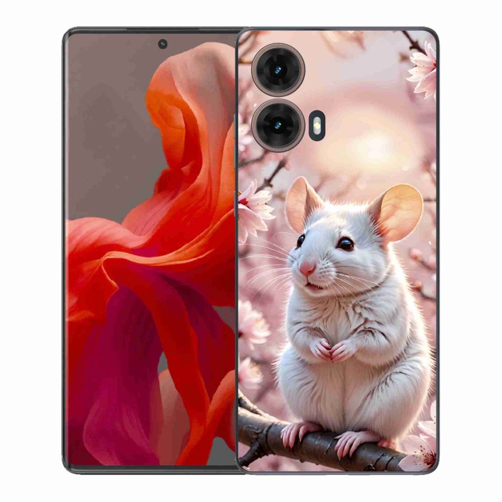 Zselés borítás mmCase a Motorola Moto G85 5G-hez - fehér egér az ágon