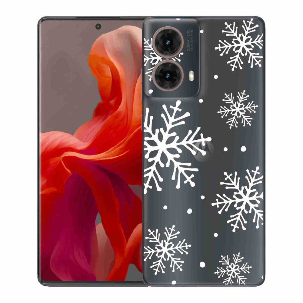 Zselés borítás mmCase a Motorola Moto G85 5G készülékhez - fehér pelyhek átlátszó háttéren