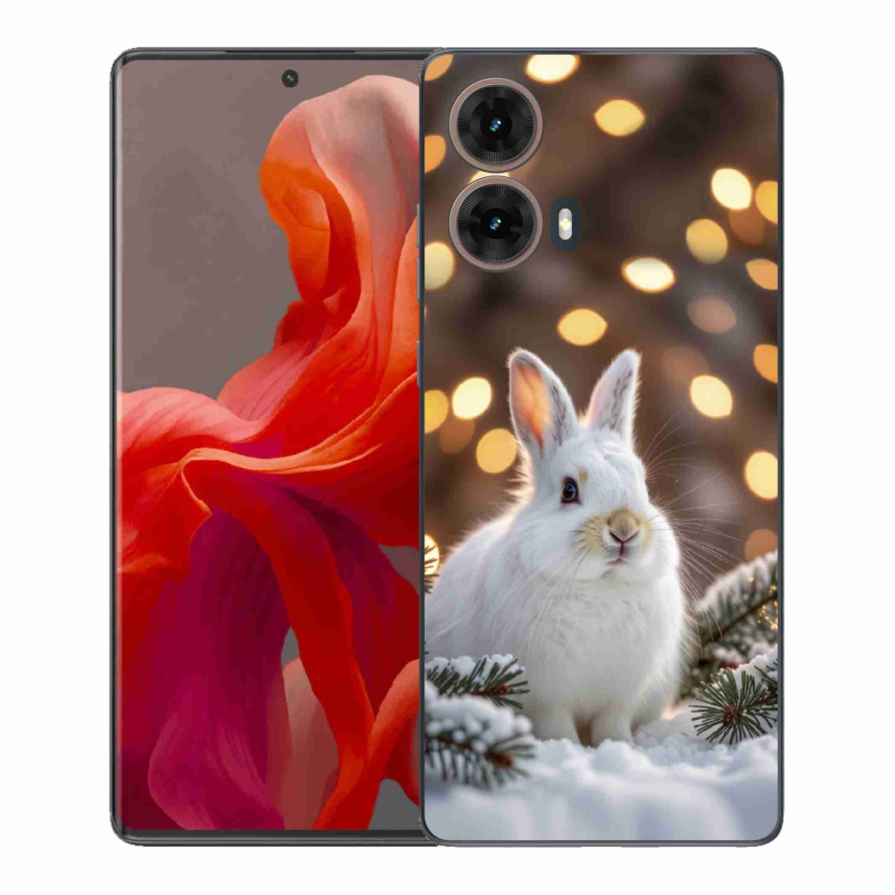 Zselés borítás mmCase Motorola Moto G85 5G - fehér nyúlhoz