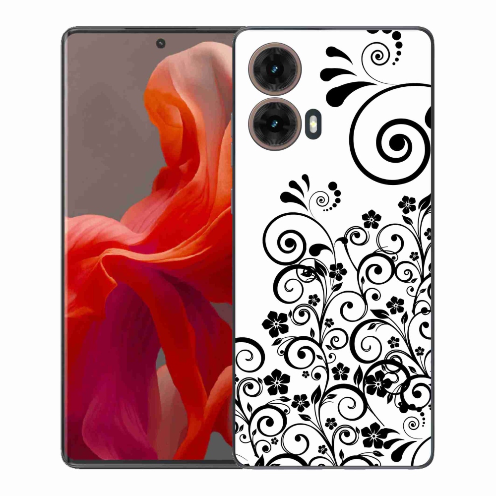 Zselés borítás mmCase a Motorola Moto G85 5G készülékhez - fekete és fehér virágminták
