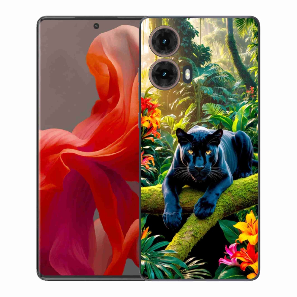 Zselés borítás mmCase a Motorola Moto G85 5G-hez - fekete párduc a dzsungelben