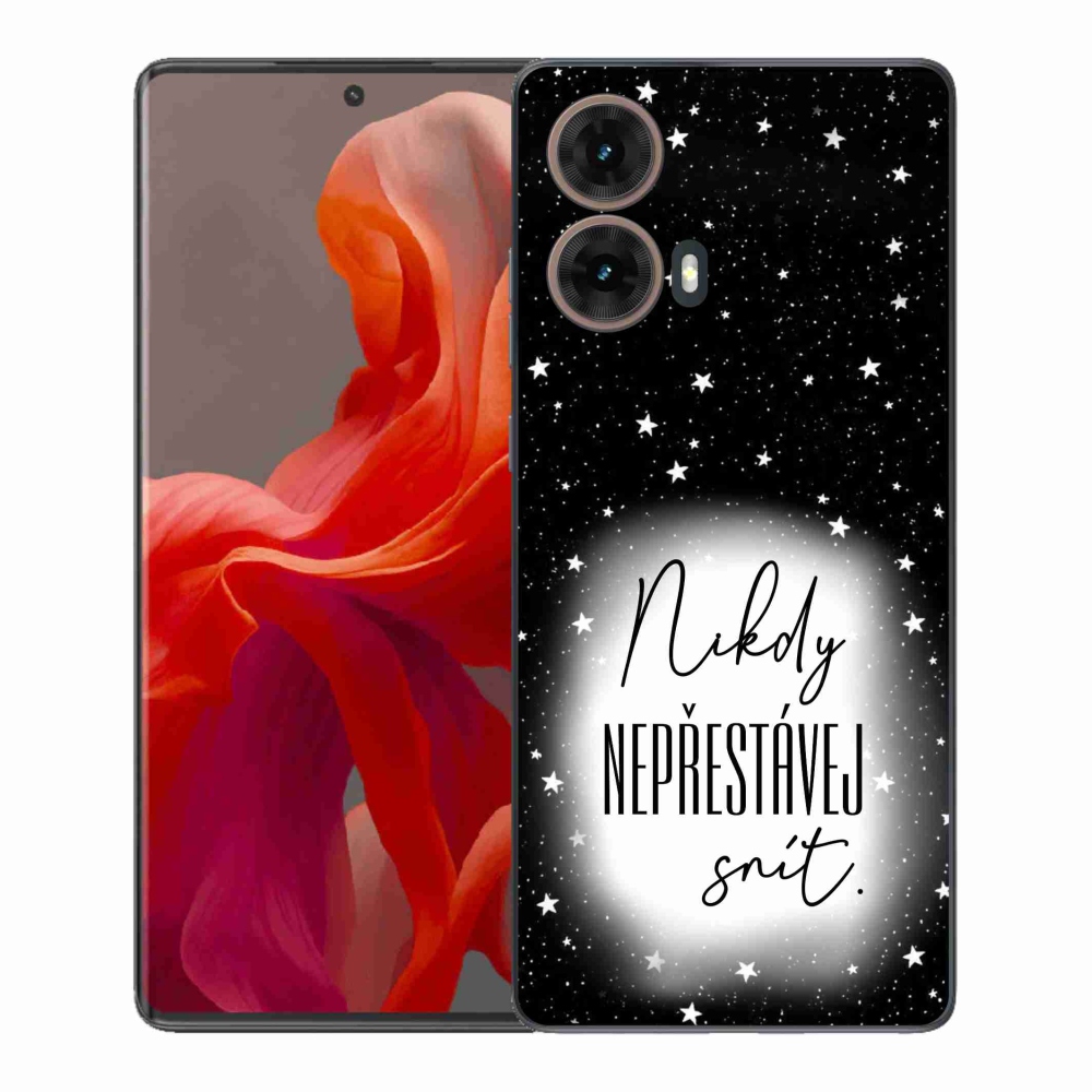 Gél borítás mmCase a Motorola Moto G85 5G készülékhez - Quote 1 fehér és fekete háttérrel