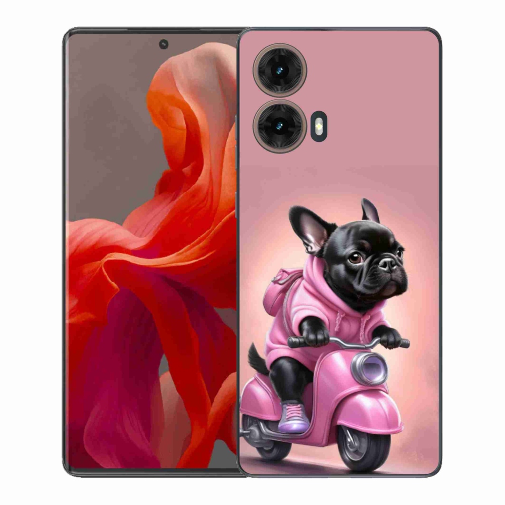 Gél borítás mmCase a Motorola Moto G85 5G-hez - francia bulldog egy robogón