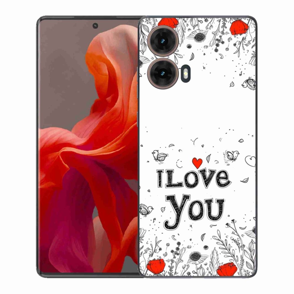 Gél borítás mmCase a Motorola Moto G85 5G - I love you fehér háttérrel