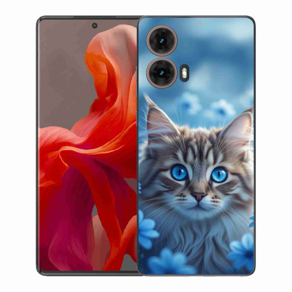 Zselés borítás mmCase Motorola Moto G85 5G - kék virágos cica