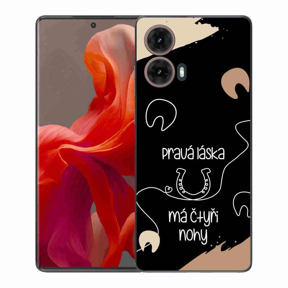 Zselés borítás mmCase Motorola Moto G85 5G - ló motívum fekete háttérrel