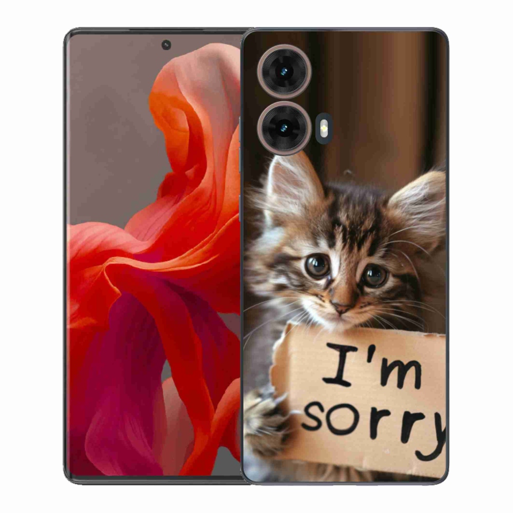 Zselés borítás mmCase a Motorola Moto G85 5G-hez - macska bocsánatkérés