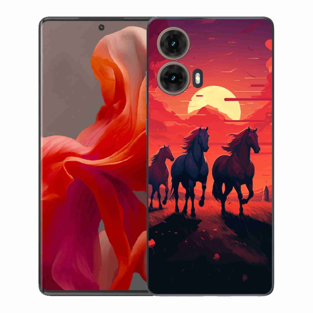 Gél borítás mmCase a Motorola Moto G85 5G-hez - lovak és naplemente