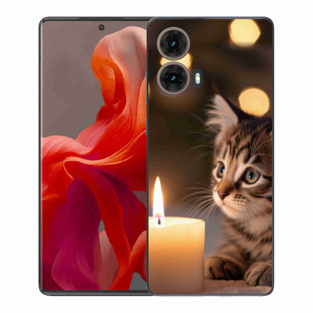 Zselés borítás mmCase a Motorola Moto G85 5G készülékhez - cica és gyertya
