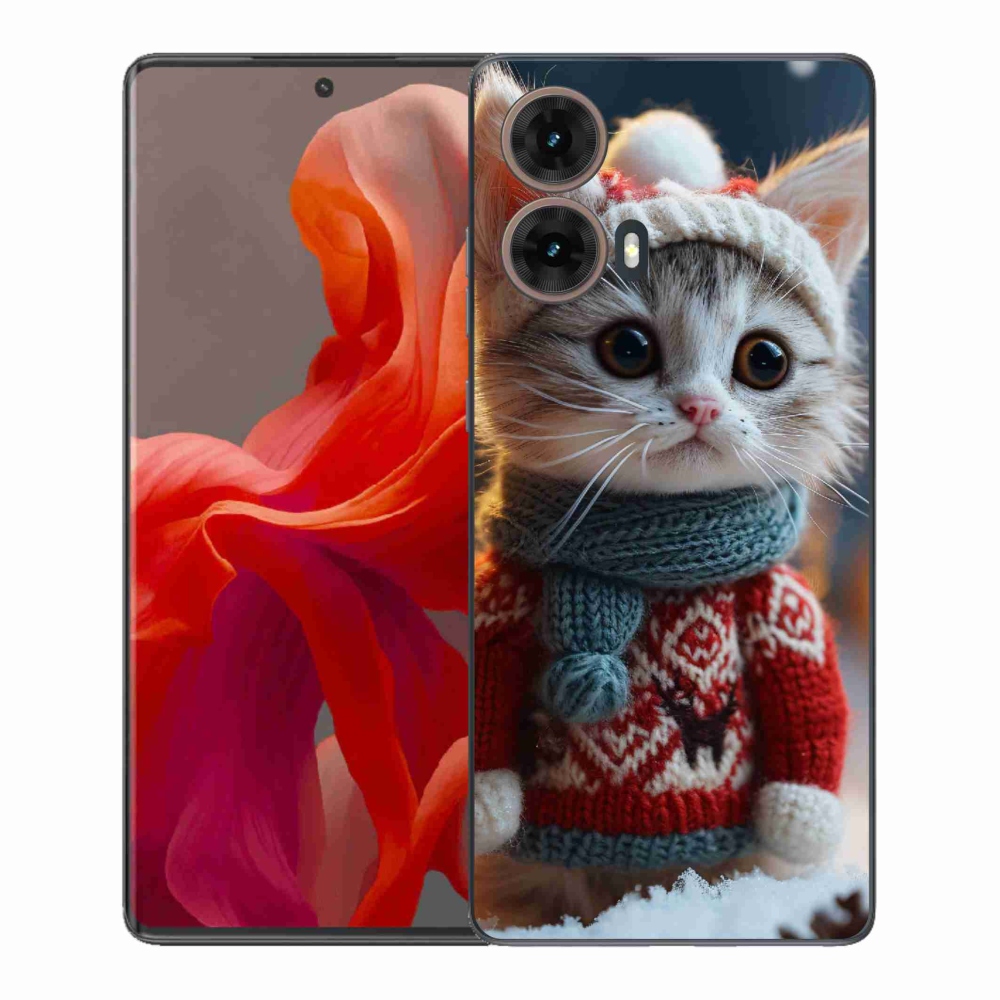 Zselés borítás mmCase a Motorola Moto G85 5G készülékhez - cica pulóverben