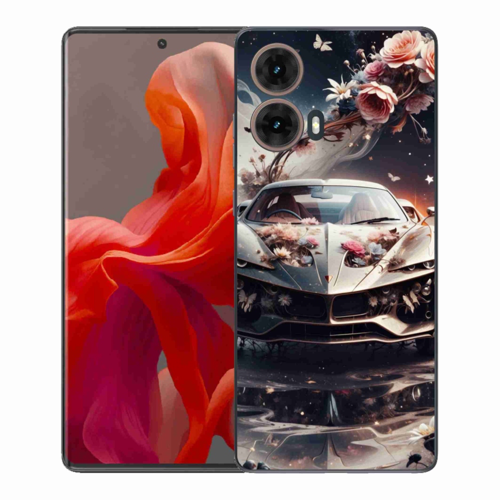 Gél borítás mmCase Motorola Moto G85 5G - virágos sportkocsihoz
