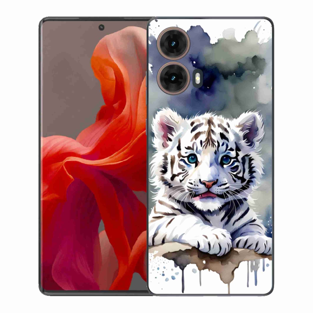 Zselés borítás mmCase Motorola Moto G85 5G - fehér tigriskölyökhöz