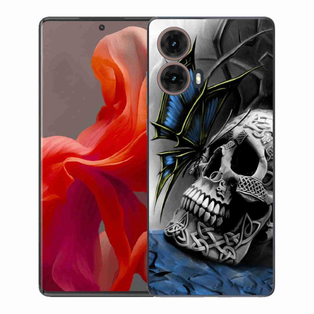 Zselés borítás mmCase a Motorola Moto G85 5G készülékhez - pillangó és koponya