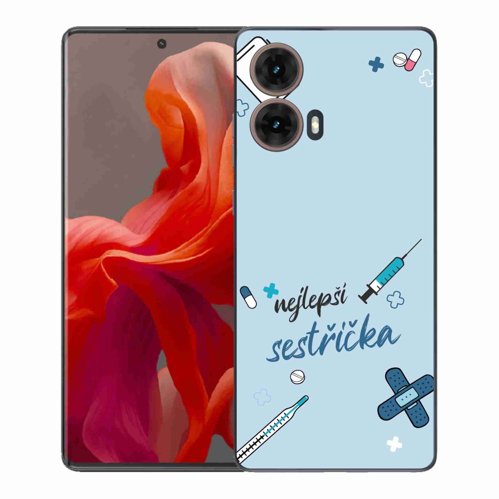 Gél borító mmCase a Motorola Moto G85 5G - legjobb kishúg kék háttérrel