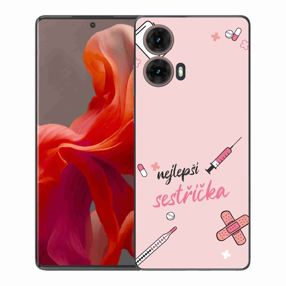 Gél borító mmCase a Motorola Moto G85 5G - legjobb kishúg rózsaszín háttérrel