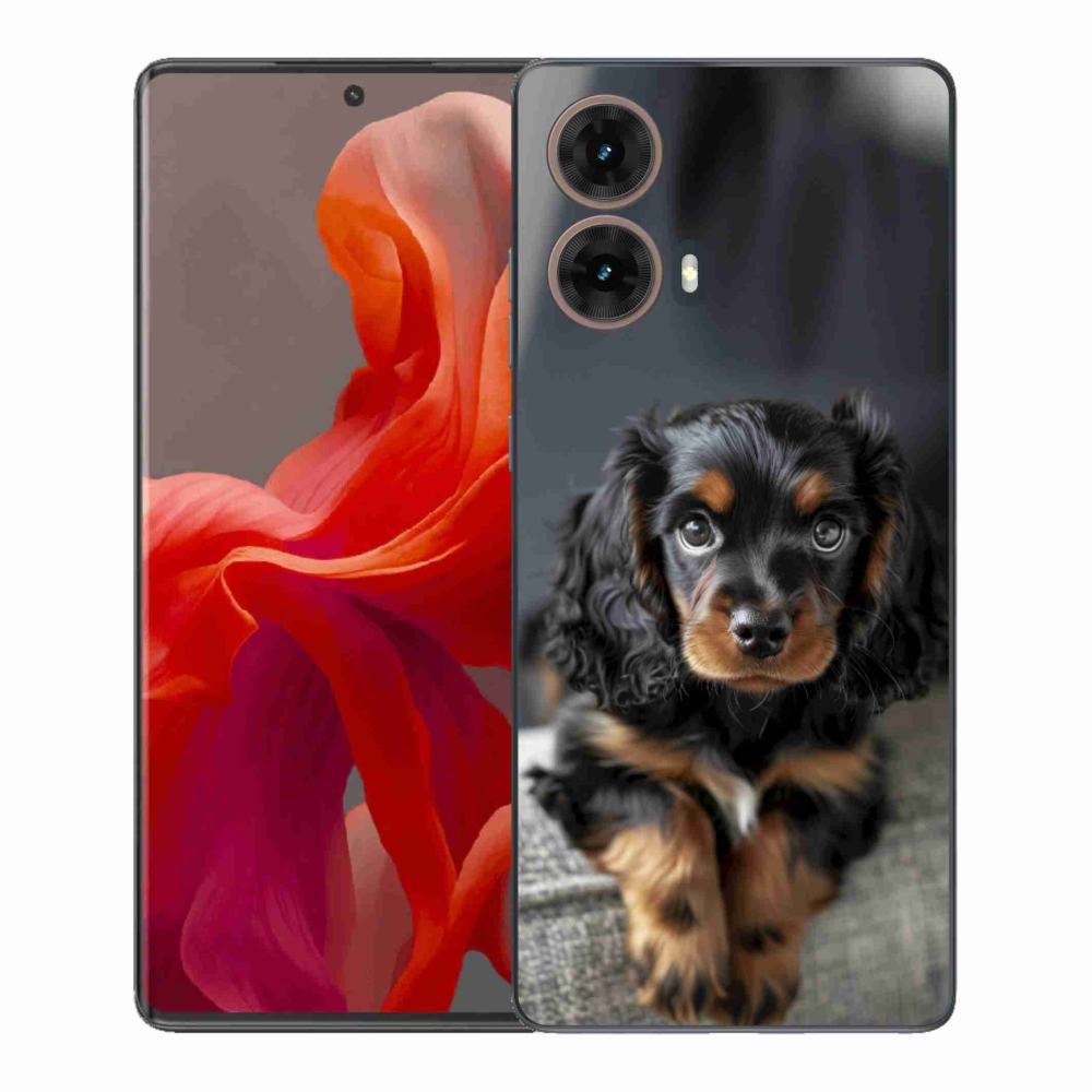 Gél borítás mmCase a Motorola Moto G85 5G-hez - aranyos hosszúszőrű tacskó
