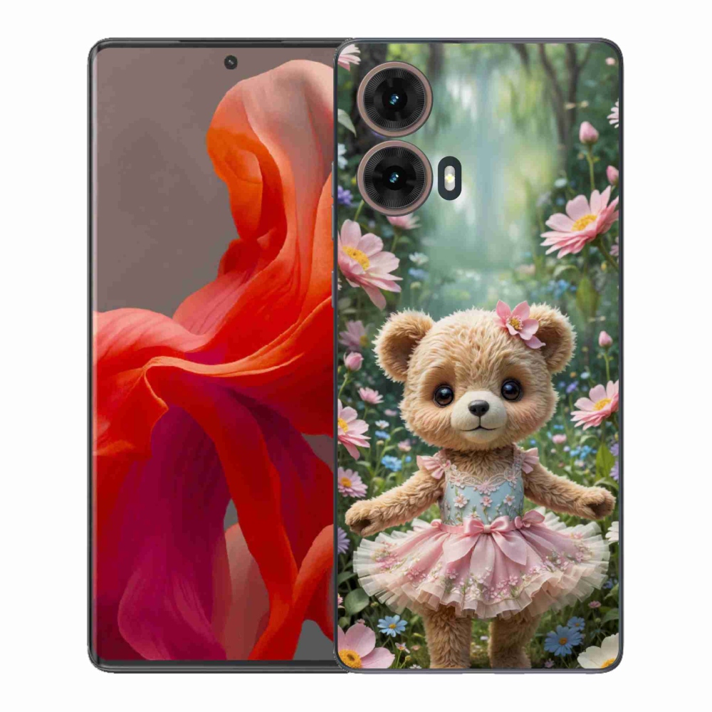 Gél borítás mmCase a Motorola Moto G85 5G készülékhez - aranyos virágos mackó