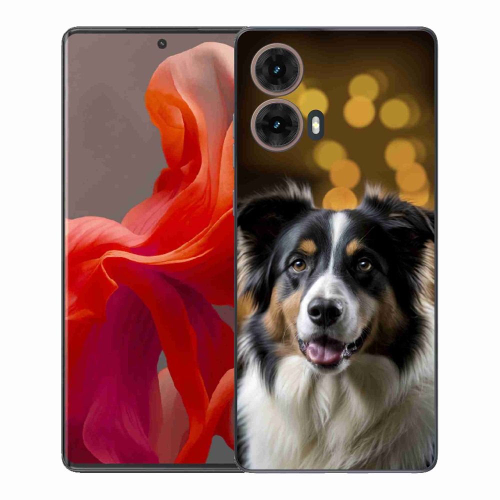 Gél borítás mmCase Motorola Moto G85 5G - mosolygó ausztrál juhászkutyához