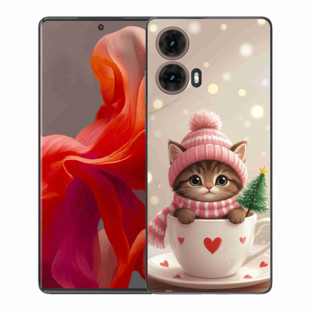 Gél borítás mmCase a Motorola Moto G85 5G-hez - Karácsonyi cica a pohárban