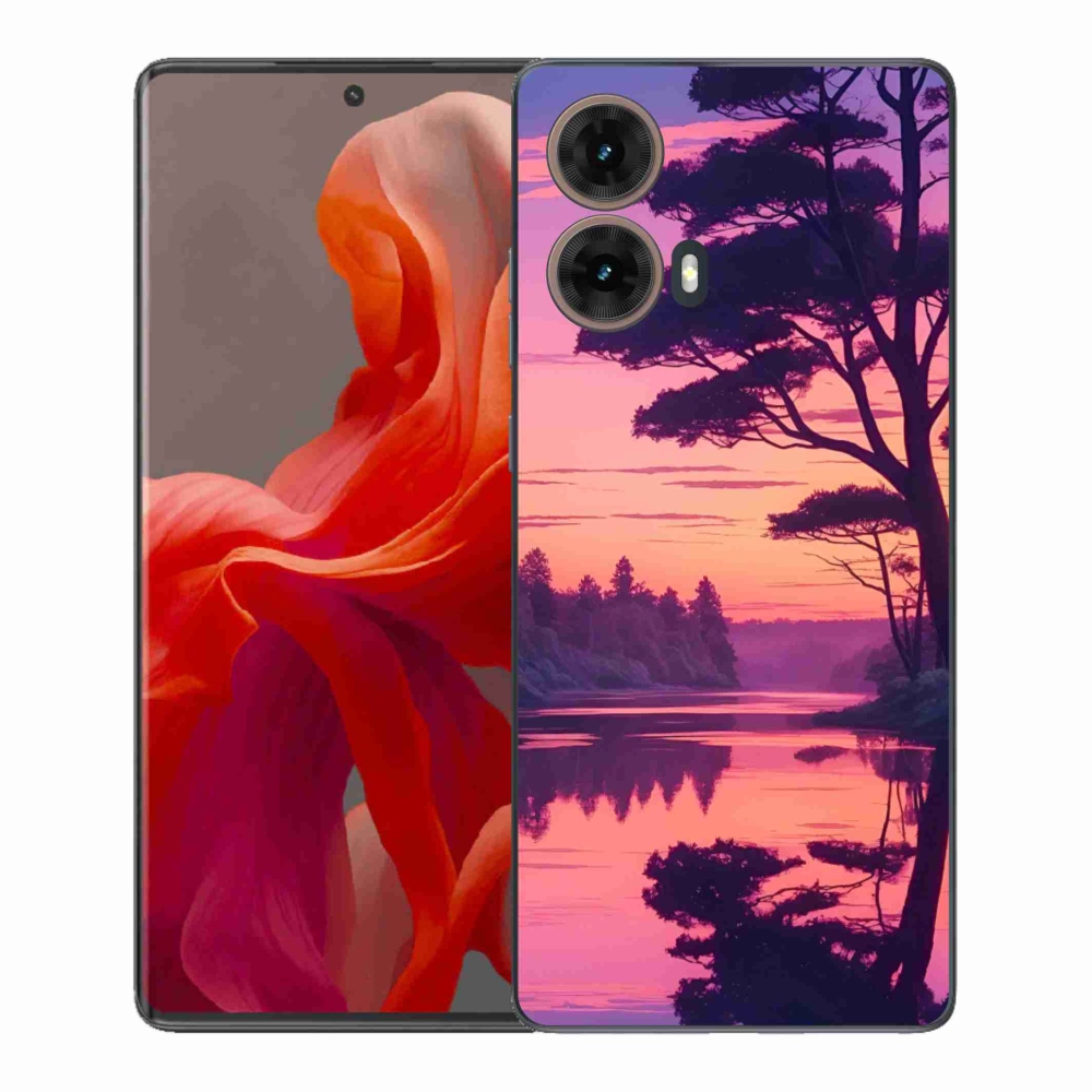 Zselés borítás mmCase a Motorola Moto G85 5G készülékhez - naplemente a tó felett