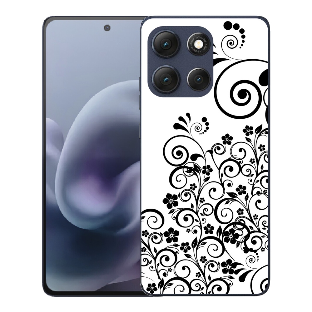 mmCase gél tok a Motorola Moto G86 5G-hez – fekete-fehér virágminták