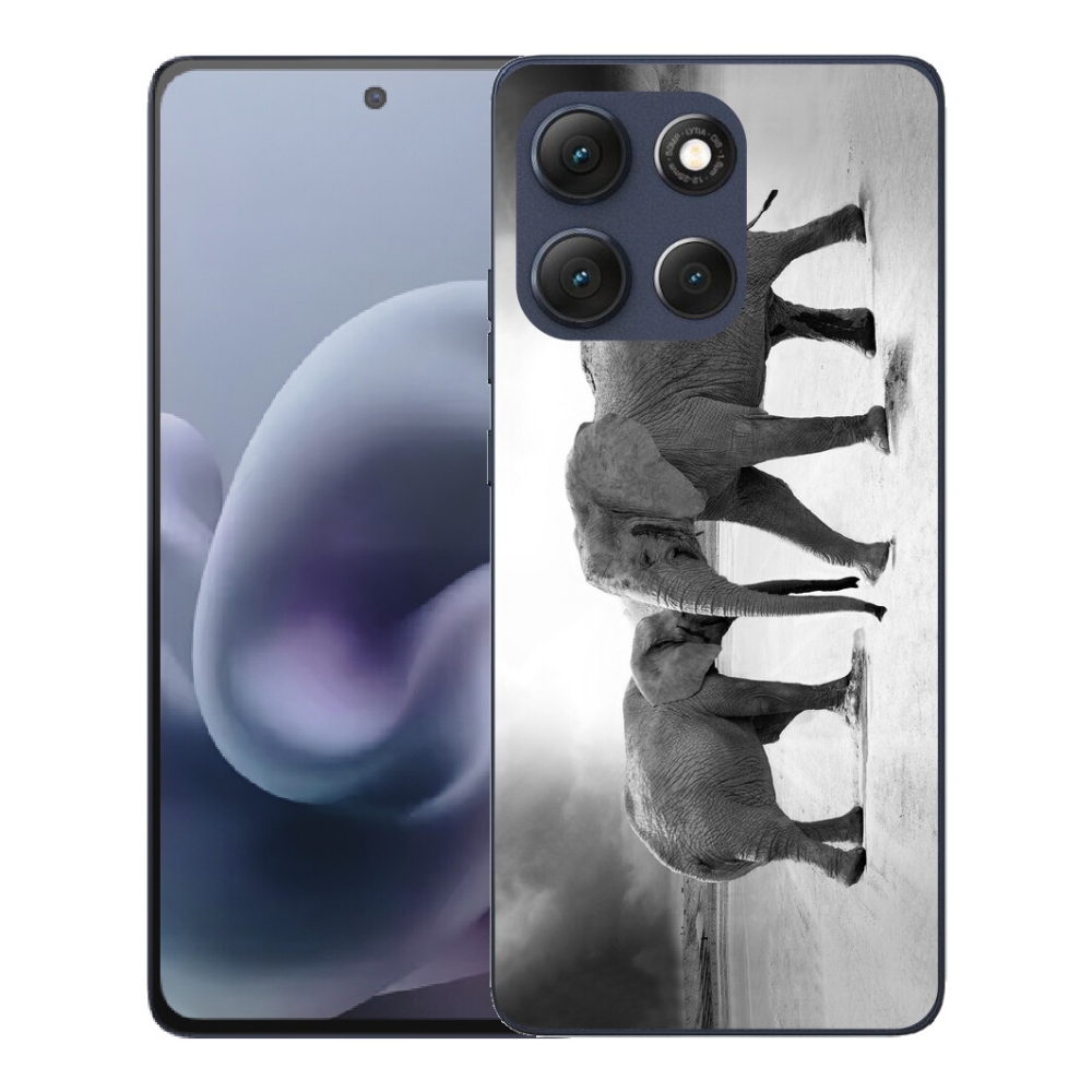 mmCase gél tok a Motorola Moto G86 5G-hez – fekete-fehér elefántok