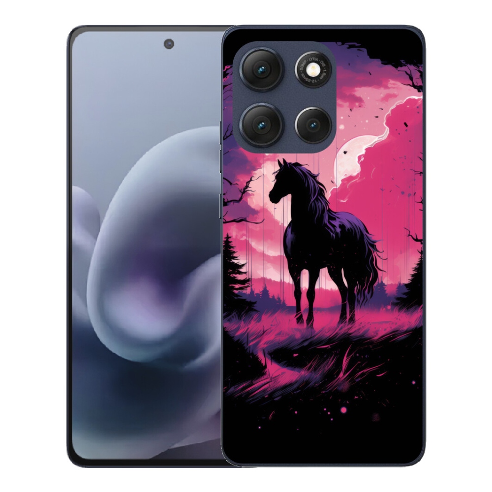 mmCase gél tok a Motorola Moto G86 5G-hez – fekete rajzolt ló 1