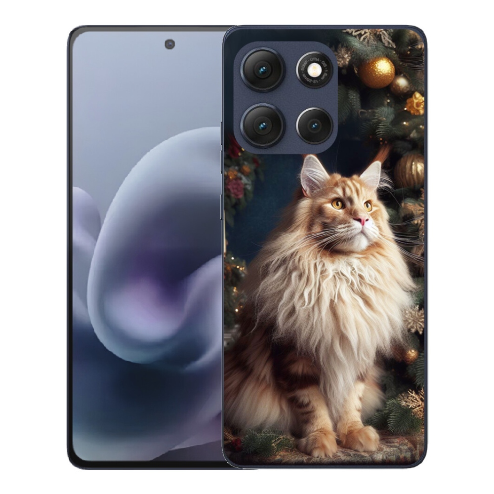 mmCase gél tok a Motorola Moto G86 5G-hez – macska a karácsonyfa mellett