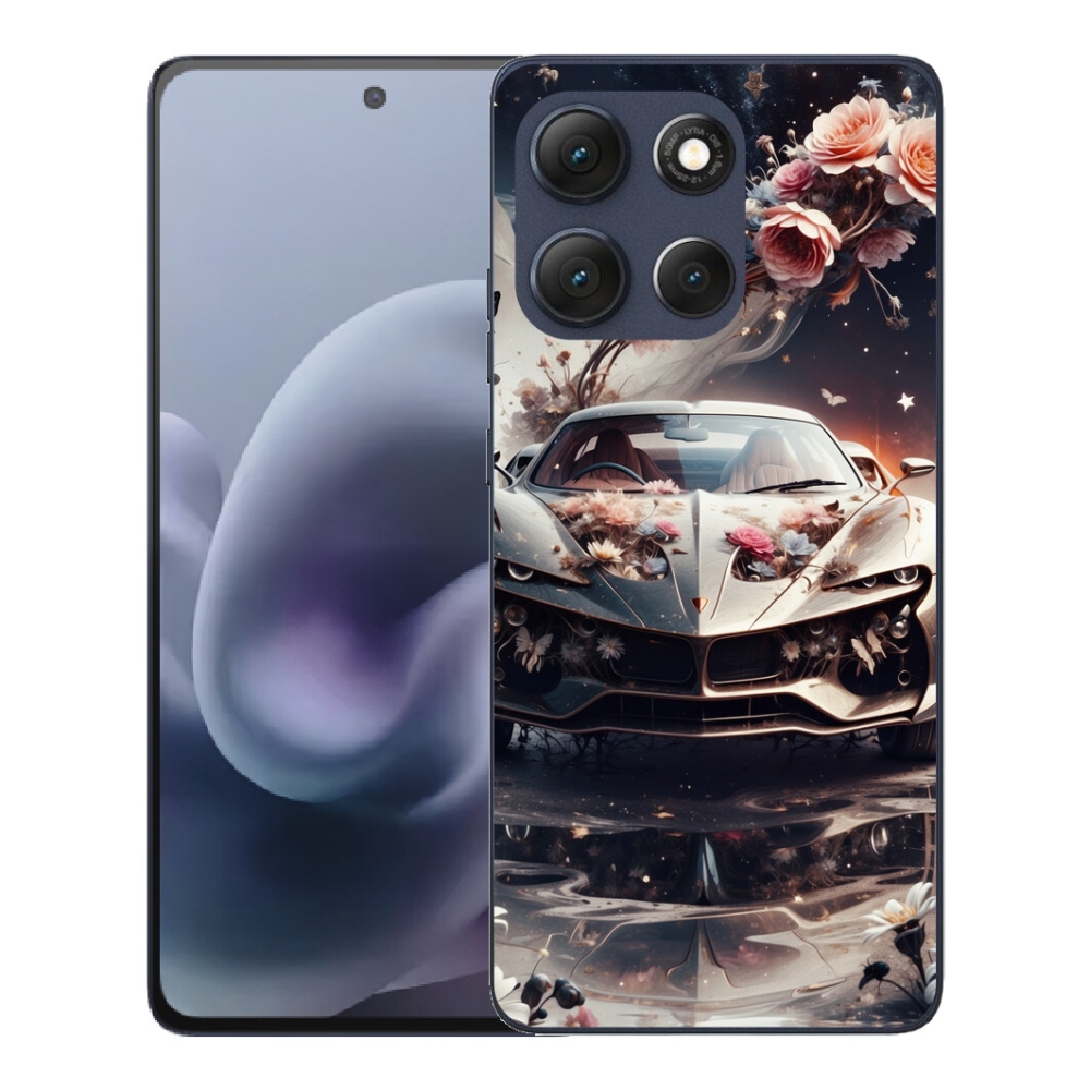 mmCase gél tok a Motorola Moto G86 5G-hez – virágos sportautó