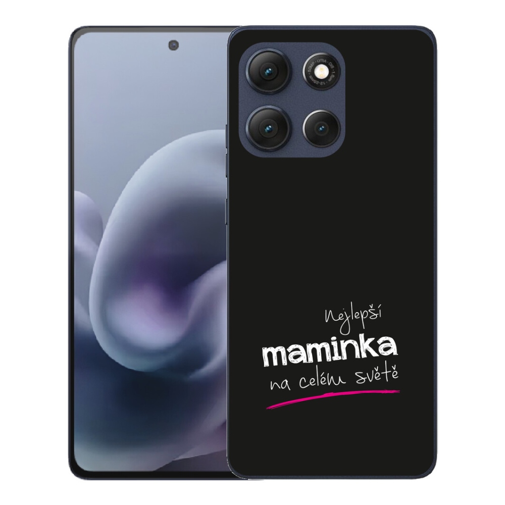 mmCase gél tok a Motorola Moto G86 5G-hez – „A legjobb anyuka” felirattal, fekete háttérrel