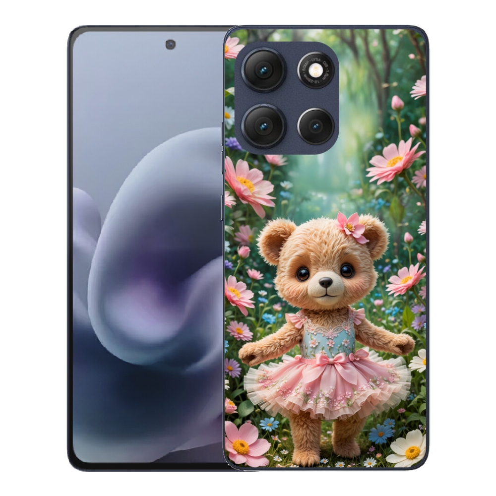 mmCase gél tok a Motorola Moto G86 5G-hez – aranyos mackó virágok között
