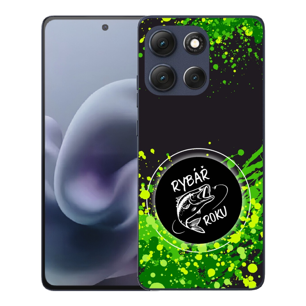 mmCase gél tok a Motorola Moto G86 5G-hez – „Az év horgásza” fekete háttérrel