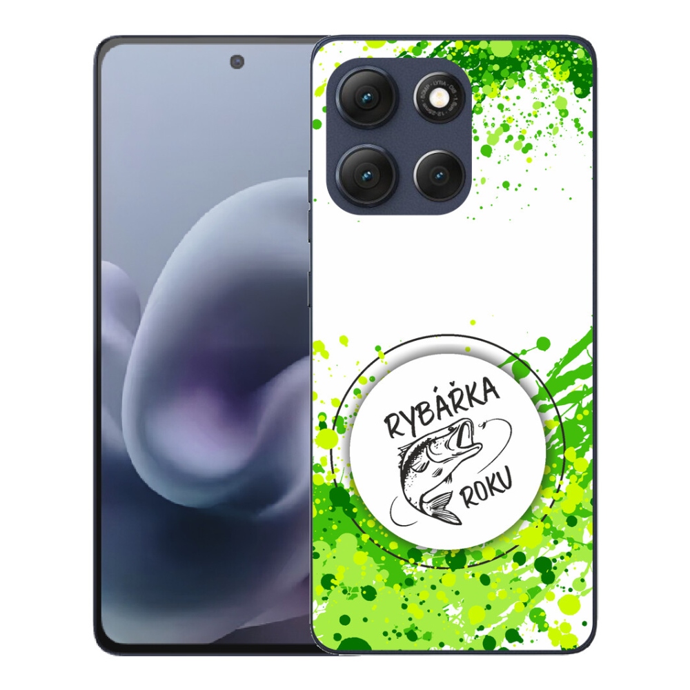 mmCase géltok a Motorola Moto G86 5G-hez – „Az év horgásznője” fehér háttérrel