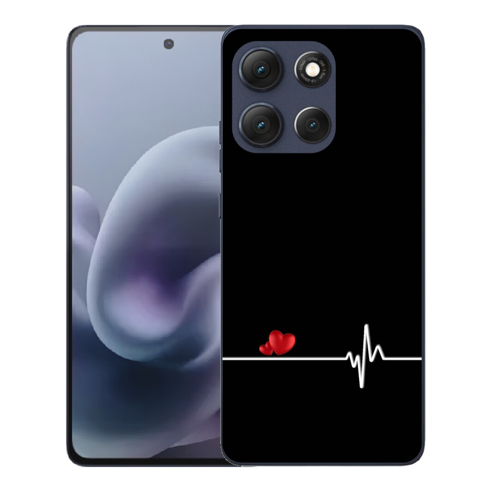 mmCase gél tok a Motorola Moto G86 5G-hez – szív és pulzus fekete háttérrel