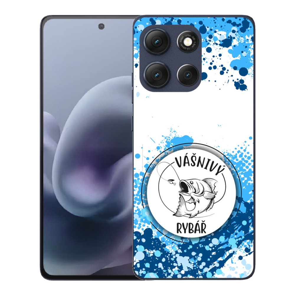mmCase gél tok a Motorola Moto G86 5G-hez – szenvedélyes horgász, fehér háttérrel