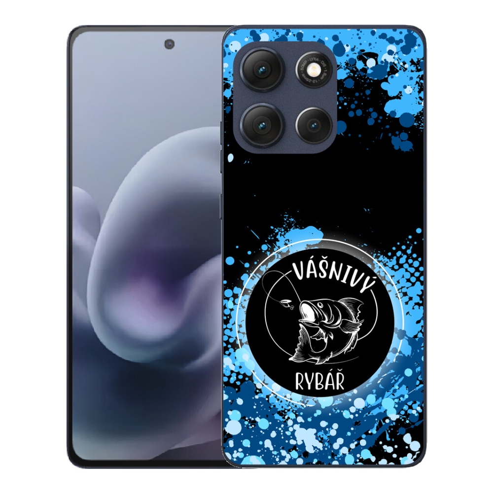 mmCase gél tok a Motorola Moto G86 5G-hez – szenvedélyes horgász, fekete háttérrel