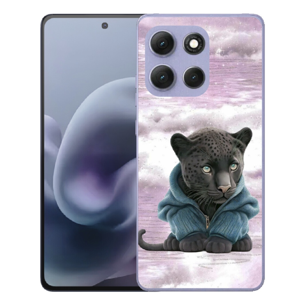 mmCase gélhuzat a Motorola Moto G86 Power 5G-hez – fekete párduc pulóverben