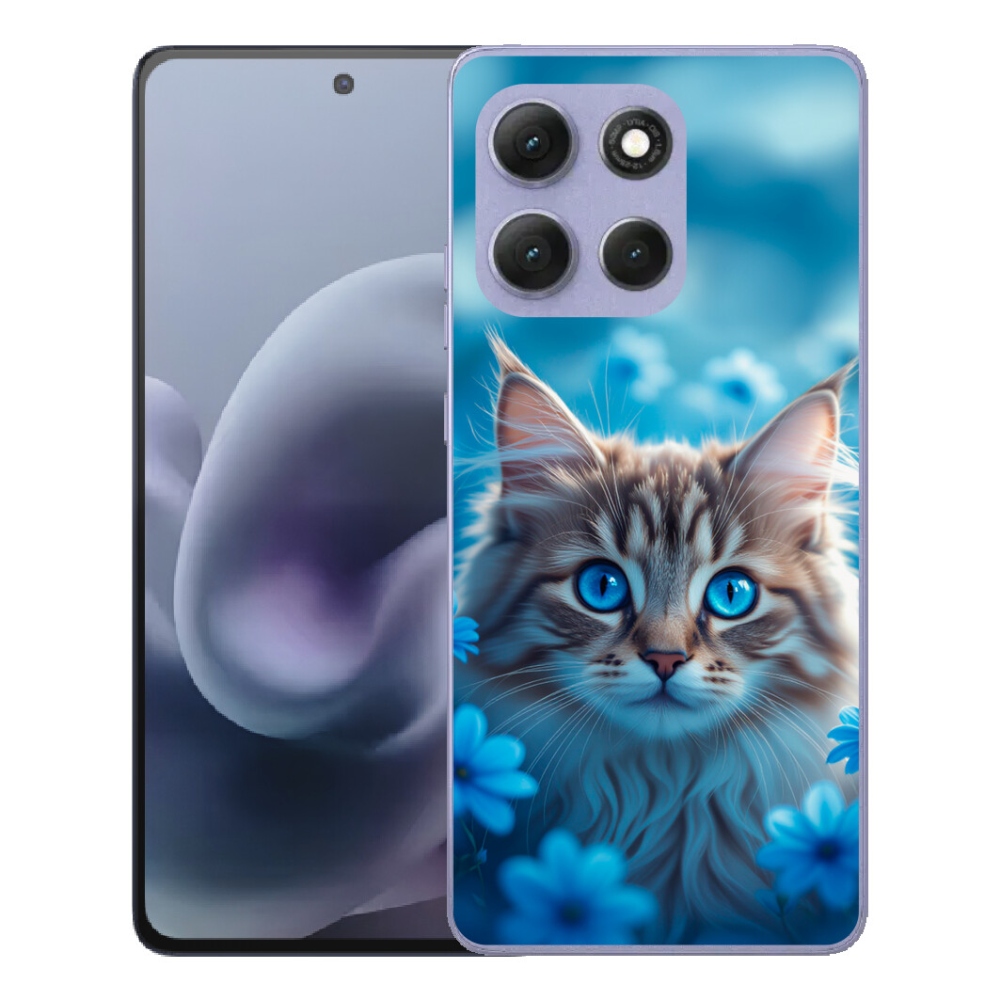 mmCase gél tok a Motorola Moto G86 Power 5G-hez – kiscica kék virágokkal