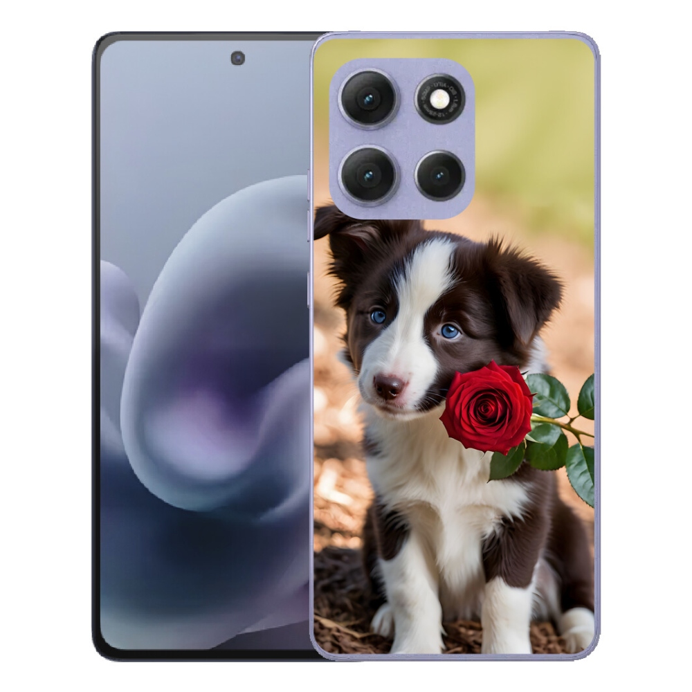 mmCase gél tok a Motorola Moto G86 Power 5G-hez – aranyos border collie rózsával