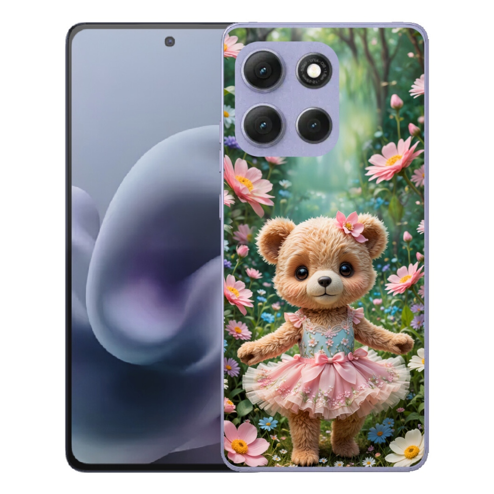 mmCase gél tok a Motorola Moto G86 Power 5G-hez – aranyos mackó virágok között