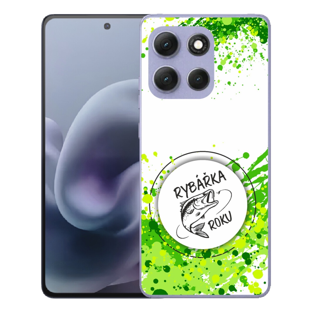 mmCase géltok a Motorola Moto G86 Power 5G-hez – „Az év horgásznője” fehér háttérrel