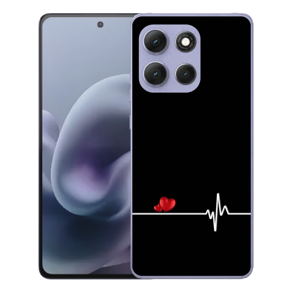 mmCase géltok a Motorola Moto G86 Power 5G-hez – szív és pulzus fekete háttérrel