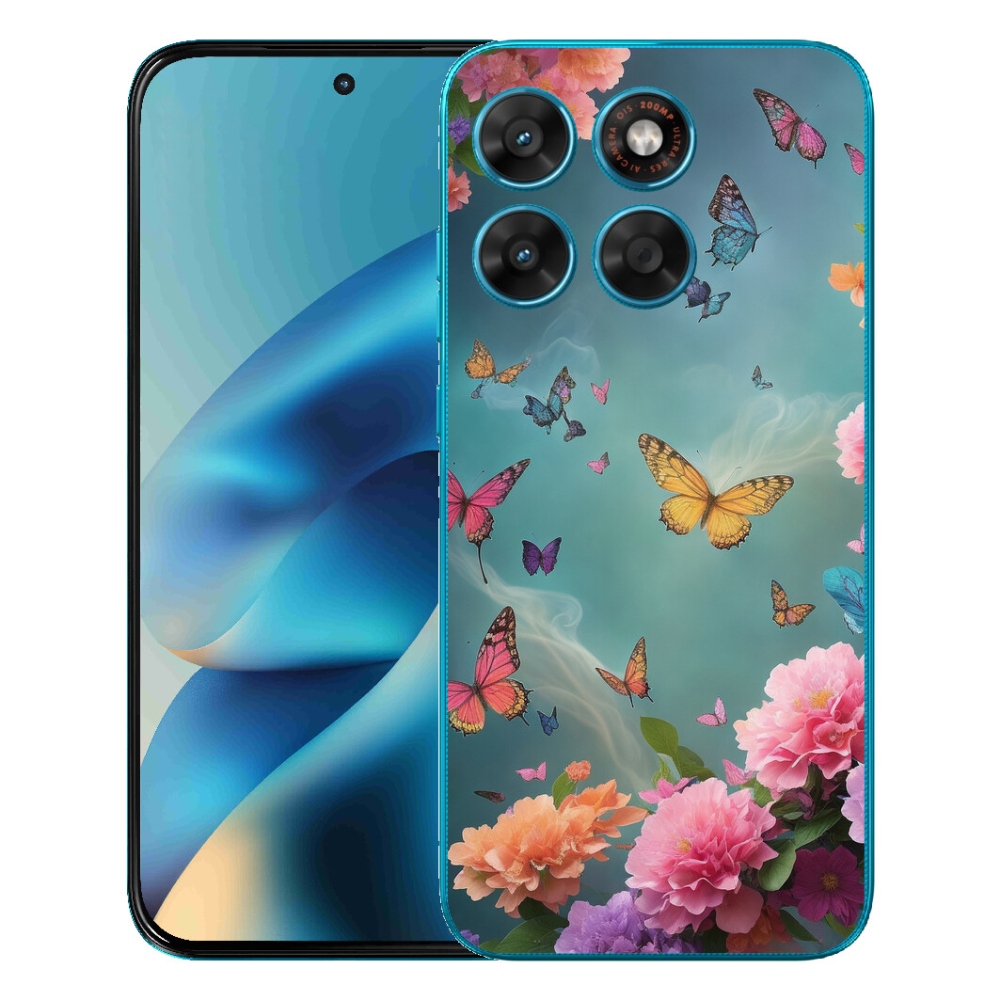 mmCase gél tok a Motorola Moto G87/G77/G67 készülékekhez – színes virágok és pillangók