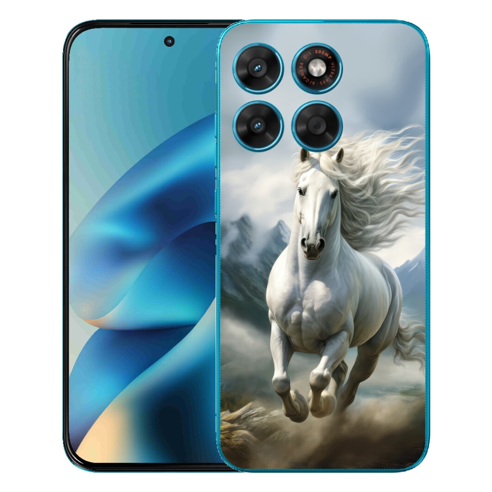 mmCase géltok a Motorola Moto G87/G77/G67 készülékekhez – futó fehér ló 3